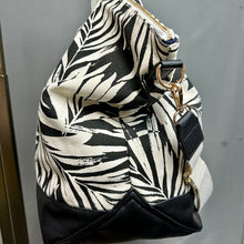Load image into Gallery viewer, A New Day Black &amp; Cream Palm Print Canvas Weekender Tote Purse (16x24x9")
