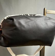 Load image into Gallery viewer, A New Day Black &amp; Cream Palm Print Canvas Weekender Tote Purse (16x24x9")
