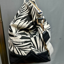 Load image into Gallery viewer, A New Day Black &amp; Cream Palm Print Canvas Weekender Tote Purse (16x24x9")
