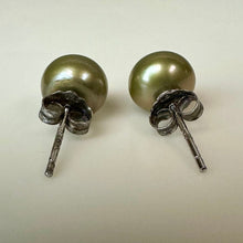 Load image into Gallery viewer, Olive Freshwater Pearl Sterling Stud Earrings

