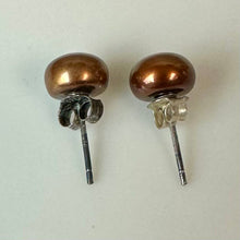 Load image into Gallery viewer, Brown Freshwater Pearl Stud Earrings
