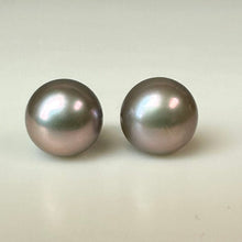 Load image into Gallery viewer, Gray Freshwater Pearl Stud Earrings
