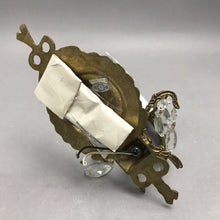 Load image into Gallery viewer, Vintage Ornate Brass Candelabra 1-Bulb Electric Wall Sconce With Crystal Prisms (10x7)
