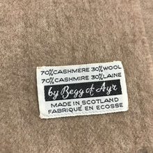 Load image into Gallery viewer, Vintage Begg of Ayr Scotland Cashmere/Wool Winter Scarf Beige Fringed (25" x 70")
