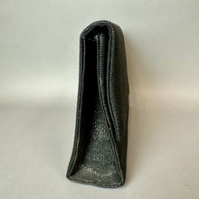 Load image into Gallery viewer, Vintage Whiting &amp; Davis Black Metallic Fabric w/ Metal Mesh Detail Evening Bag Purse (6x8.5x2")
