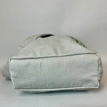 Load image into Gallery viewer, Sak Saum For Freedom Green &amp; Gray Canvas Shell Button Crossbody Purse NWT (13.5x12")
