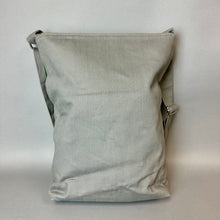 Load image into Gallery viewer, Sak Saum For Freedom Green &amp; Gray Canvas Shell Button Crossbody Purse NWT (13.5x12")
