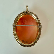 Load image into Gallery viewer, Vintage Bojar Gold Filled Right Facing Cameo Brooch Pin w/ Pendant Loop (1.5")
