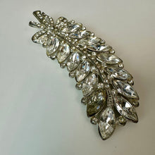 Load image into Gallery viewer, Vintage Clear Rhinestone Large Leaf Ribbon Brooch Pin (4")
