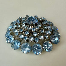 Load image into Gallery viewer, Vintage Pale Blue Rhinestone Domed Starburst Brooch Pin (2.25")
