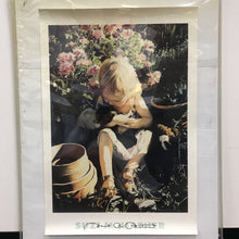 Load image into Gallery viewer, Suzi Mather Poster - Girl w/ Cat in Garden; "Emilys Friends" (33x23)

