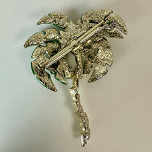 Load image into Gallery viewer, Vintage Goldtone Enamel Palm Tree Brooch Pin (2.5")
