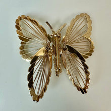 Load image into Gallery viewer, Vintage Monet Goldtone Enamel 3D Butterfly Brooch Pin (1.75")
