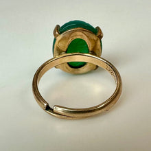 Load image into Gallery viewer, Vintage Gold Filled Carved Green Stone Scarab Ring (Adjustable)

