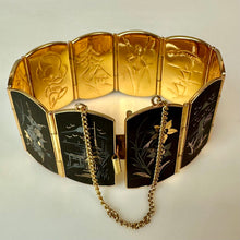 Load image into Gallery viewer, Vintage Amita Japan Damascene Scenic Panel Bracelet (6.75")
