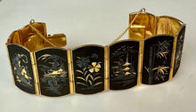 Load image into Gallery viewer, Vintage Amita Japan Damascene Scenic Panel Bracelet (6.75")
