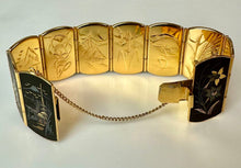 Load image into Gallery viewer, Vintage Amita Japan Damascene Scenic Panel Bracelet (6.75")
