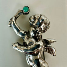 Load image into Gallery viewer, Vintage Sterling Turquoise Cherub Brooch Pin Made in Mexico (2.25")
