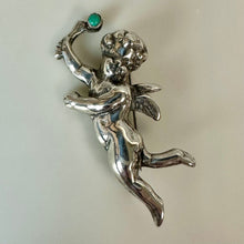 Load image into Gallery viewer, Vintage Sterling Turquoise Cherub Brooch Pin Made in Mexico (2.25")
