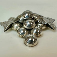 Load image into Gallery viewer, Vintage Sterling 3D Grape Bunch Brooch Pin w/ Pendant Loop (2")
