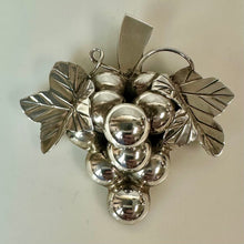 Load image into Gallery viewer, Vintage Sterling 3D Grape Bunch Brooch Pin w/ Pendant Loop (2")
