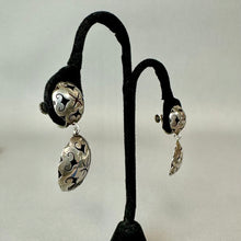 Load image into Gallery viewer, Vintage Sterling Ornate Shadowbox Dome Screw Back Earrings (1.75")
