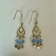 Load image into Gallery viewer, Sterling Blue Crystal Chandelier Earrings (1.75")
