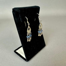 Load image into Gallery viewer, Sterling Blue Crystal Chandelier Earrings (1.75")
