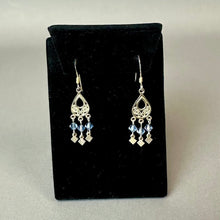 Load image into Gallery viewer, Sterling Blue Crystal Chandelier Earrings (1.75")
