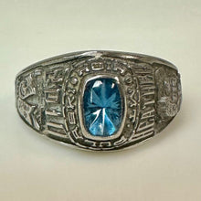 Load image into Gallery viewer, Valadium Star Cut Aquamarine Mt Pulaski High School 2010 Class Ring sz 6.25
