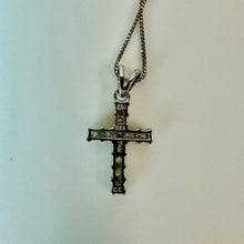 Load image into Gallery viewer, Italian Sterling Cubic Zirconia 0.75" Cross Pendant on 20" Chain
