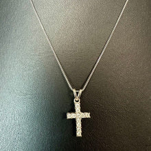 Load image into Gallery viewer, Italian Sterling Cubic Zirconia 0.75" Cross Pendant on 20" Chain
