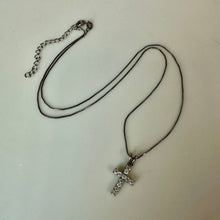 Load image into Gallery viewer, Italian Sterling Cubic Zirconia 0.75" Cross Pendant on 20" Chain
