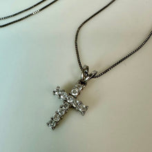 Load image into Gallery viewer, Italian Sterling Cubic Zirconia 0.75" Cross Pendant on 20" Chain
