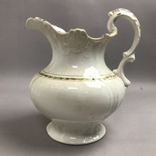 Load image into Gallery viewer, Antique Victorian Ceramic Pitcher w/ Green Leaves &amp; Berries Gold Trim (11")
