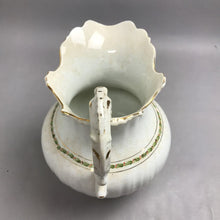 Load image into Gallery viewer, Antique Victorian Ceramic Pitcher w/ Green Leaves &amp; Berries Gold Trim (11")
