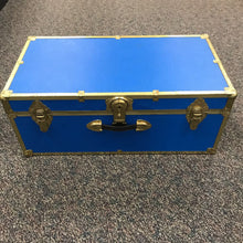 Load image into Gallery viewer, Vintage Seward Blue Storage Trunk Chest Metal Trim (12x30x16)
