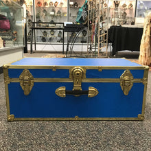 Load image into Gallery viewer, Vintage Seward Blue Storage Trunk Chest Metal Trim (12x30x16)
