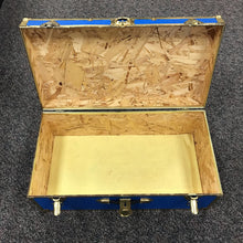 Load image into Gallery viewer, Vintage Seward Blue Storage Trunk Chest Metal Trim (12x30x16)
