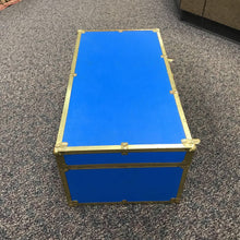 Load image into Gallery viewer, Vintage Seward Blue Storage Trunk Chest Metal Trim (12x30x16)

