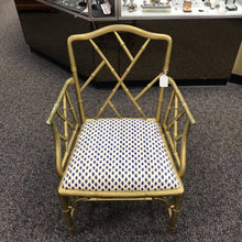 Load image into Gallery viewer, Golden Armchair w/ Blue &amp; White Seat (37x24x20) (2 Available)
