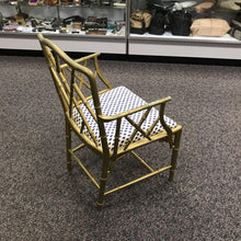 Load image into Gallery viewer, Golden Armchair w/ Blue &amp; White Seat (37x24x20) (2 Available)
