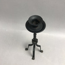 Load image into Gallery viewer, Vintage Black Wrought Iron Twisted Tripod Candlestick (10")
