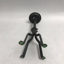 Load image into Gallery viewer, Vintage Black Wrought Iron Twisted Tripod Candlestick (10")
