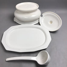 Load image into Gallery viewer, Vintage Oval Pfaltzgraff 3 1/2 Qt Simply White Soup Tureen, Ladle &amp; Underplate
