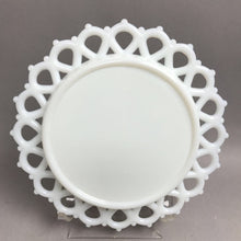 Load image into Gallery viewer, Vintage Milk Glass Plate With Open Lace Edge 8.5" unmarked (7 Available)
