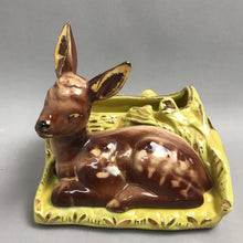 Load image into Gallery viewer, Vintage Shawnee USA Pottery 766 Deer / Fawn and Log Planter, Brown &amp; Green (7")
