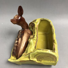 Load image into Gallery viewer, Vintage Shawnee USA Pottery 766 Deer / Fawn and Log Planter, Brown &amp; Green (7")
