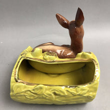 Load image into Gallery viewer, Vintage Shawnee USA Pottery 766 Deer / Fawn and Log Planter, Brown &amp; Green (7")
