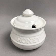 Load image into Gallery viewer, White Porcelain Honey Pot (3")
